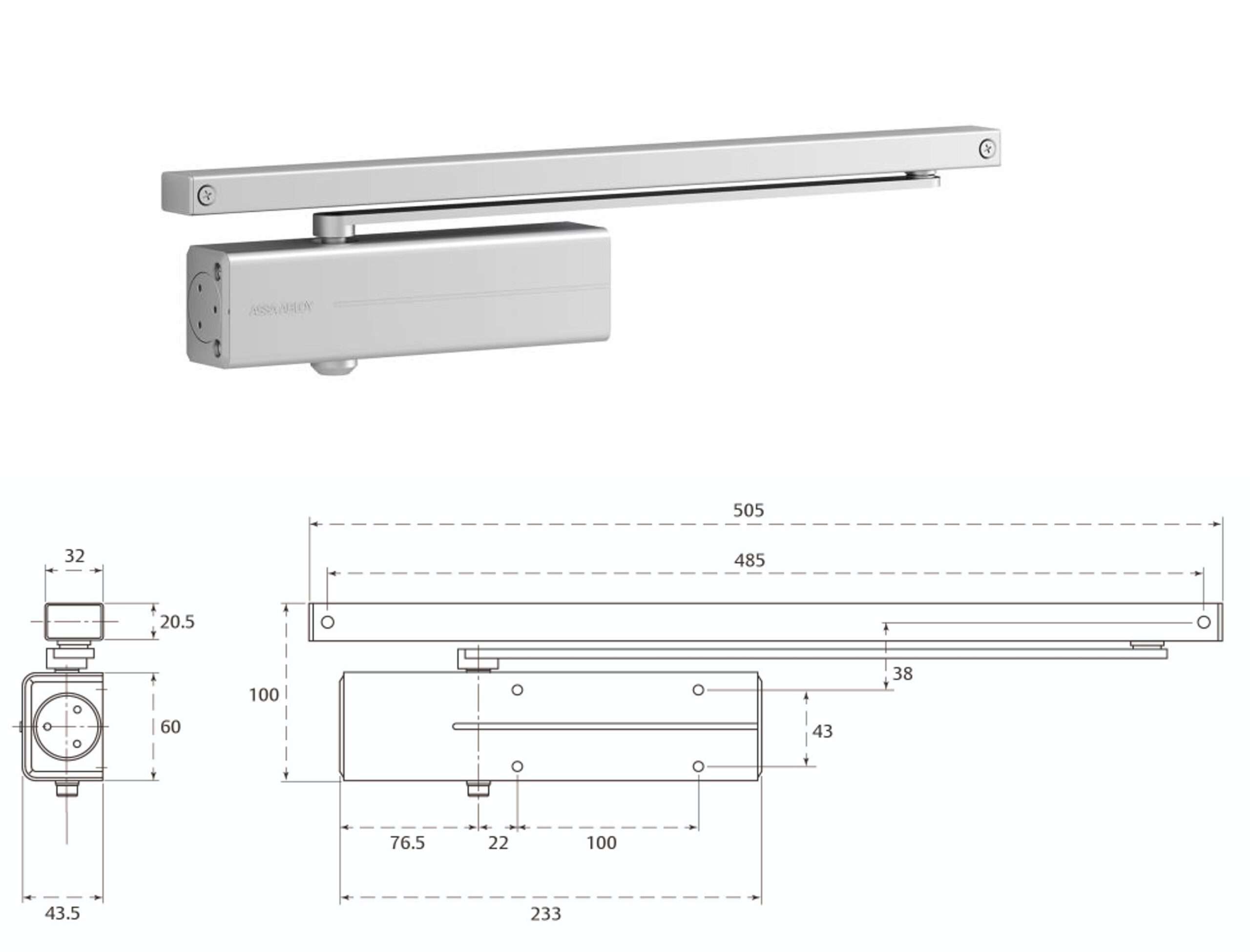 MOLA HIDRAULICA DC 135 PRETO "ASSA ABLOY"