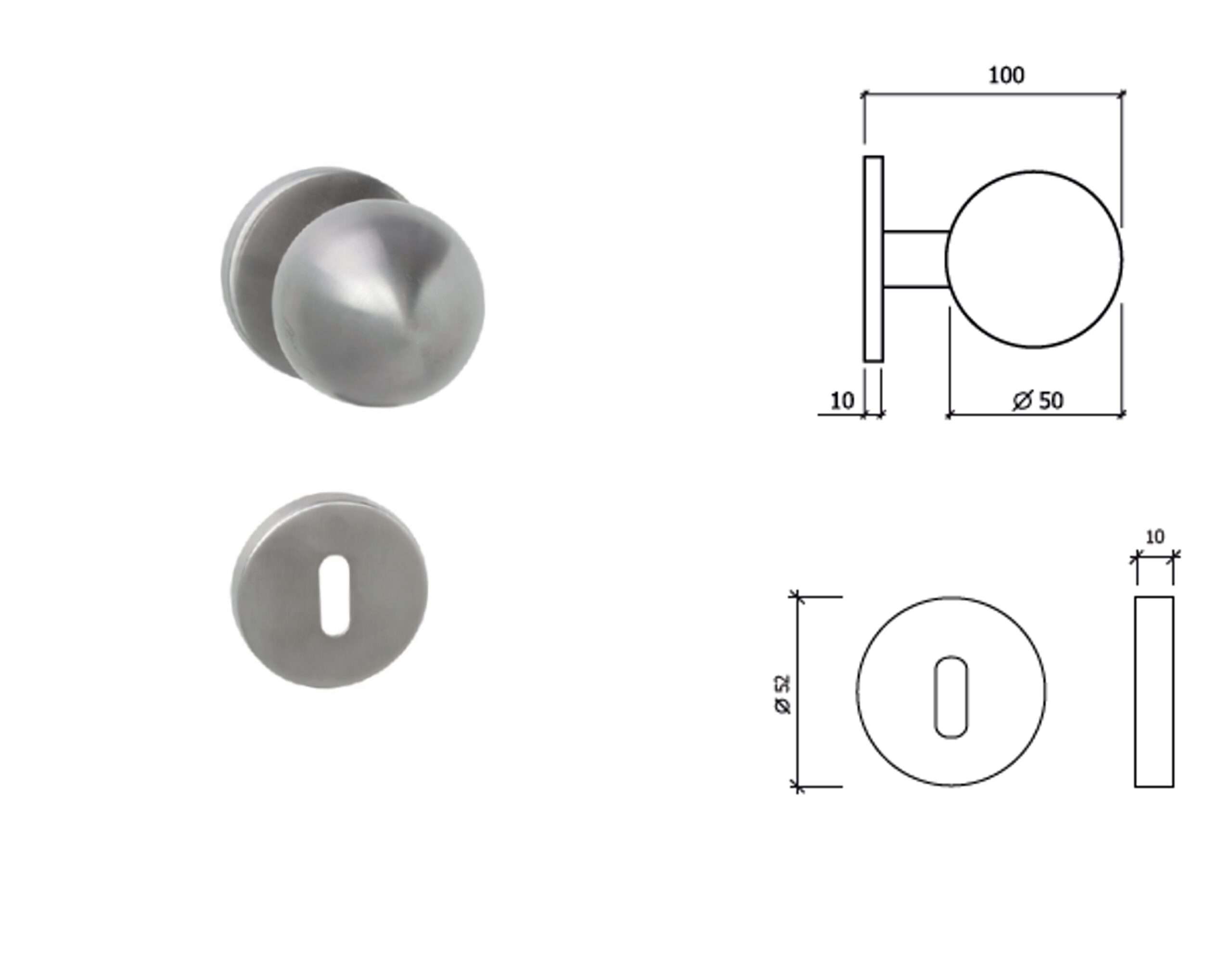 PUXADOR BOLA DUPLO REF.8004/50MM INOX GLOBALLOCK
